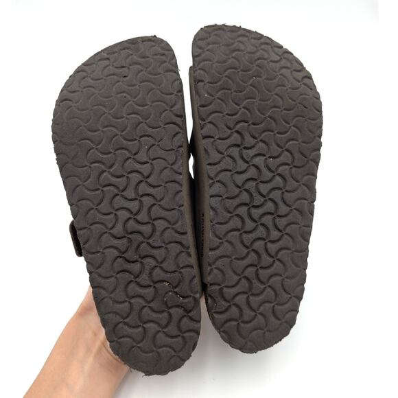 Birkenstock Arizona Birkibuc Double Strap Sandals Kids Mocha Brown Size US3 EU34 - Picture 7 of 11